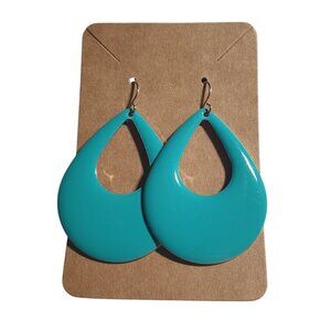 Teardrop Shaped Turquoise Dangle Acrylic Earring Lightweight Pierced Hook Design